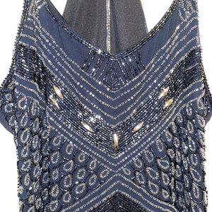 Lace and Beads Navy Blue dress